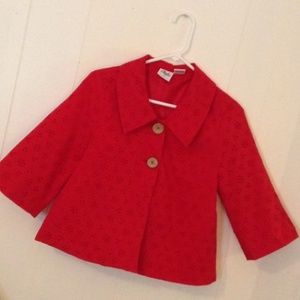 Red Pointelle swing blazer